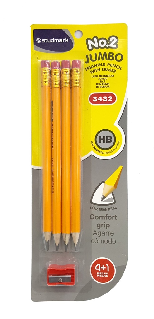 LAPIZ GRAFITO ST-03432 JUMBO C/SACAPUNTA 4X1