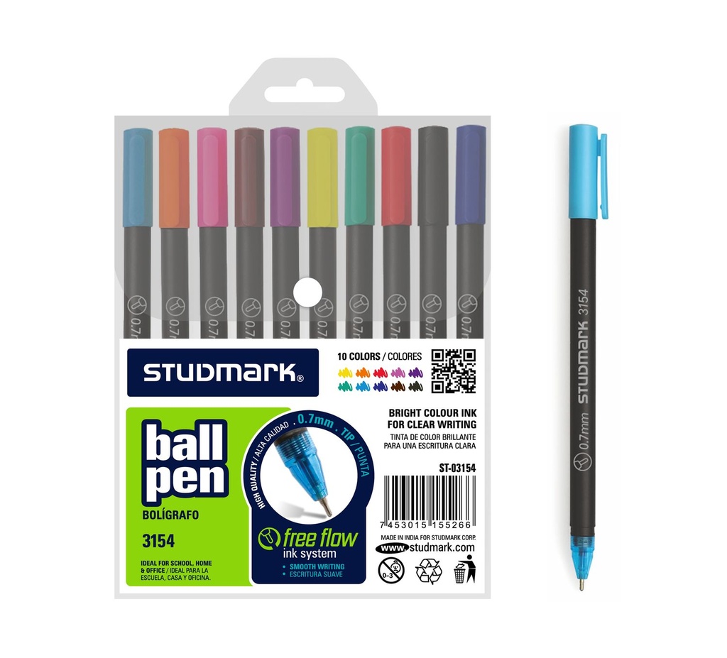 LAPIZ TINTA ST-03154 0.7MM  10 COLORES                      
