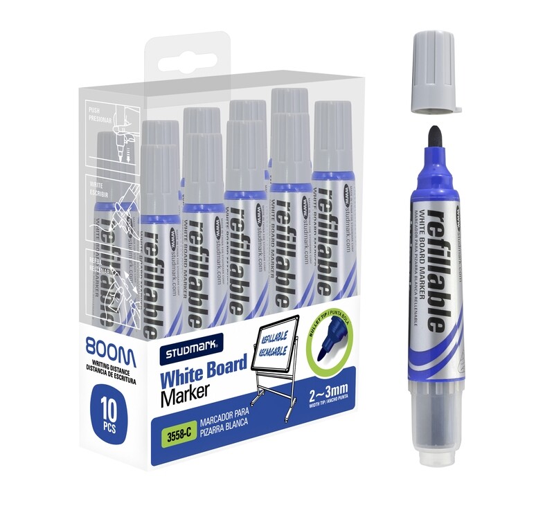 MARCADOR ST-03558-C P/PIZ RECARGABLE AZ 10X1                