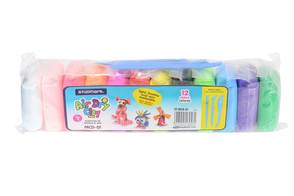 PLASTILINA ST-MCD-01 SECADO AL AIRE 12 COL.