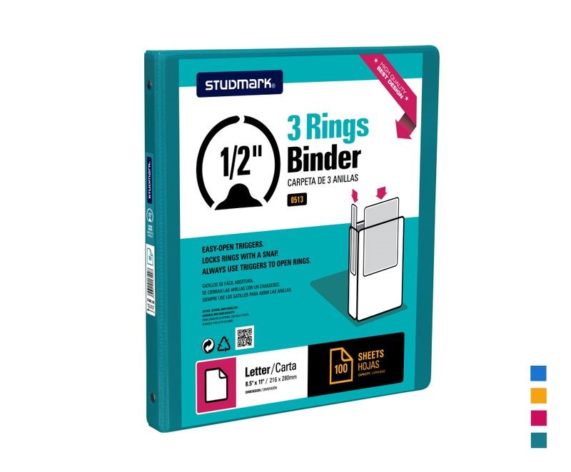FOLDER ST-00513-D2 3 ANILLOS 1/2" TURQUESA