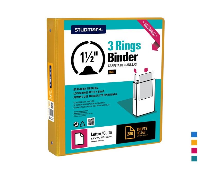 FOLDER ST-00537-F2 3 ANILLOS 1.1/2" MOSTAZA