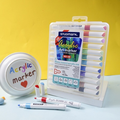 [04167           ] MARCADOR ART.ST-03931-12B BOLA TINTA ACRIL 12 COL           