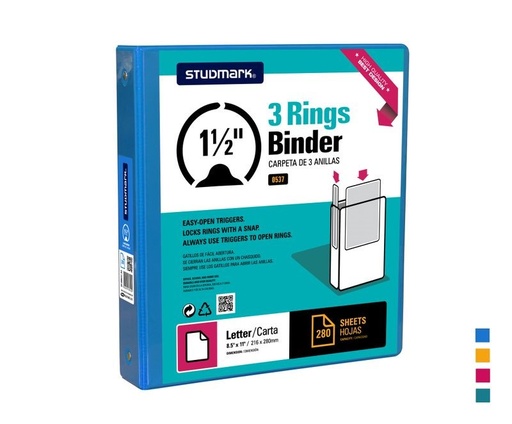 [04407] FOLDER ST-00537-S2 3 ANILLOS 1.1/2" AZ MEDIO