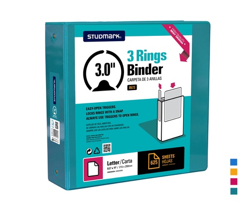 [04412] FOLDER ST-00573-D2 3 ANILLOS 3" TURQUESA