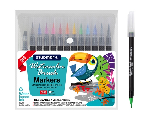 [04457] MARCADOR PINCEL ST-03906 12 COL ACUARELABLES