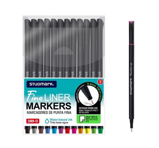 [04458] MARCADOR ST-03909-12 FINE LINER B/AGUA 0.4MM 12 COL