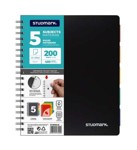 [04623] CUADERNO ST-BOOK-06 5 MAT 400PG PLAST